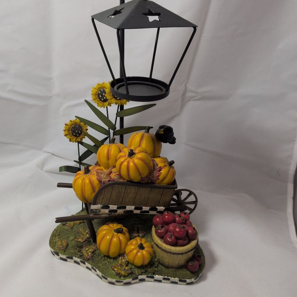 Vintage Yankee Candle Autumn Harvest Wheelbarrow 11" Tart Candle Warmer Fall